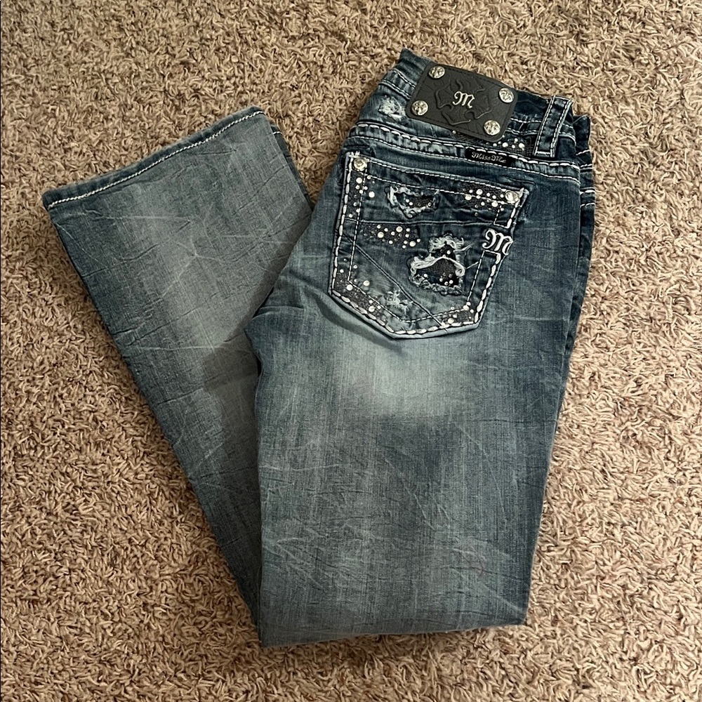 Miss Me Easy Boot Cut Jeans with Embellished Pockets, 25